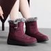 Women's High-Cut Winter Snow Boots With Faux Fur Lining, Waterproof Umbrella Fabric, PU Anti-Slip Sole, Adjustable Hook & Loop Closure (EU 36-45)_desvips.com