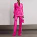Women's Clothing new fashion brand double breasted three dimensional flower patchwork suit + high waisted flared pants two piece suit for women_desvips.com