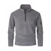 New Men's Fleece Sweatshirt Autumn Winter Half-Zip Pullover Stand Collar Jacket_desvips.com