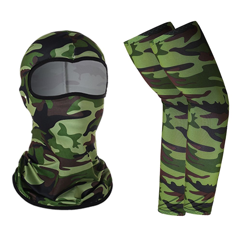Cooling UV Protection Face Mask & Arm Sleeves Set - Breathable Moisture-Wicking Fabric For Cycling, Running, Outdoor Sports (Multiple Colors )_desvips.com