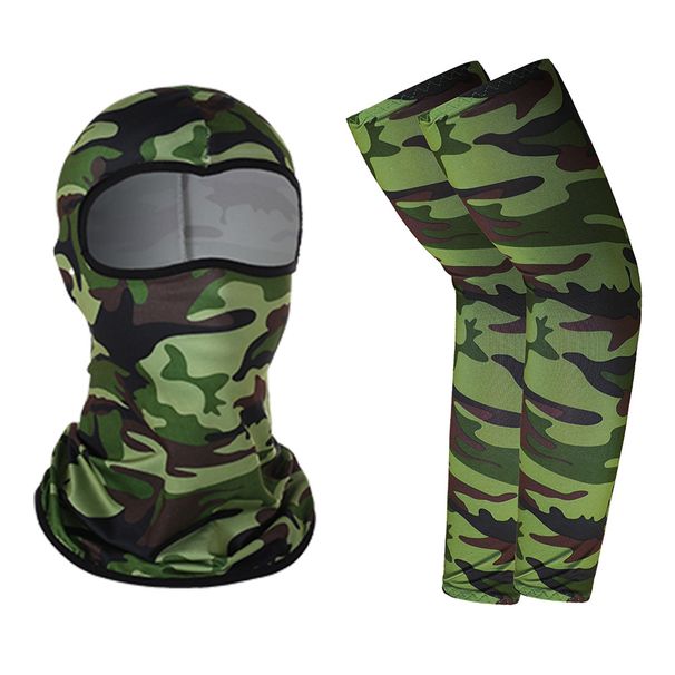 Cooling UV Protection Face Mask & Arm Sleeves Set - Breathable Moisture-Wicking Fabric For Cycling, Running, Outdoor Sports (Multiple Colors )_desvips.com