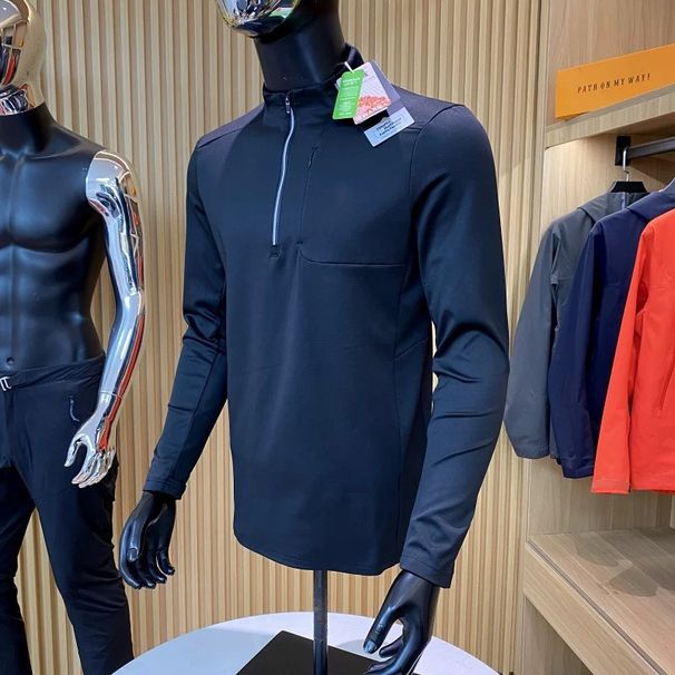 Outdoor High End Intelligent Temperature Controlled Fleece Sports Sweatshirt, Men's Half Zip Stand Up Collar Long Sleeved T Shirt_desvips.com