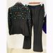 Women's Clothing fashion new heavy duty nail beads diamond slim fit suit jacket flared trousers suit two pieces_desvips.com