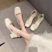 Square Head Temperament Cross Belt Single 2024 New Spring And Autumn Wind Pearl Buckle All Match Women's Shoes_desvips.com