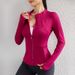 Fleece-Lined Yoga Jacket Women, Zip-Up Windproof Sports Coat, Quick-Dry Breathable Running Fitness Long Sleeve For_desvips.com