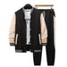 Autumn Winter New Baseball Jacket Casual Versatile Men's Cardigan Coat Color Block Sports Pants Set_desvips.com