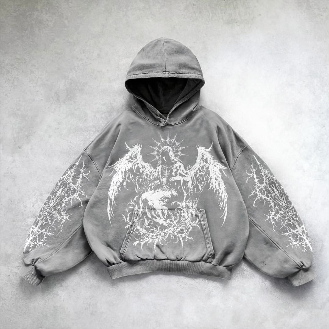 Hoodie With Eagle Print, Pullover Hoodie, Casual Loose Fit, Hot-Selling Top, New Arrival_desvips.com
