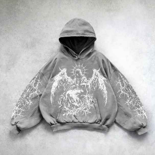 Hoodie With Eagle Print, Pullover Hoodie, Casual Loose Fit, Hot-Selling Top, New Arrival_desvips.com