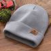 Children's Autumn Winter 2024 New Style Big Kids Color Block Patch Simple Versatile Round Neck Knitted Wool Hat_desvips.com