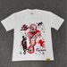 Skull Angel Spider Graffiti Print Short Sleeve T-shirt Men Loose Crew Neck Cotton Vintage Streetwear Casual Tee_desvips.com
