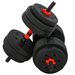 Set Manubri 2 In 1 Da 25kg Totali Con 12 Dischi Pesi E Connettore, Set Manubri Regolabili Utilizzabile Come 2 Manubri, Bilanciere, Palestra In , Nero_desvips.com