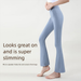 Women's Sports Nude Feel High Elastic Waist Slimming Sweat-Absorbing Breathable Flared Pants Fitness Yoga Pilates_desvips.com