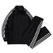 New Men's Casual Sports Suit Unisex Autumn High-end Striped Cardigan Stand Collar Sweatshirt Long Pants_desvips.com