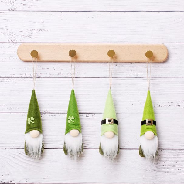 Cross-Border New Product Green Leaf Clover Hanging Irish Festival Faceless Old Man St. Patrick's Day Gnome Decoration_desvips.com
