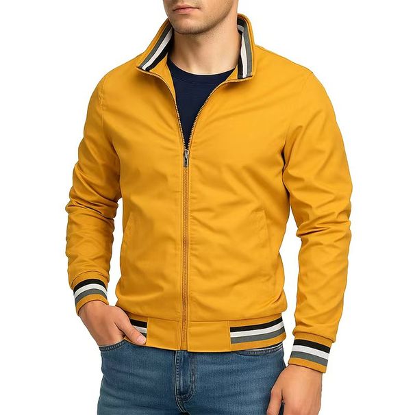 New Men's Solid Color Windbreaker Stand Collar Coats Lightweight Waterproof Outdoor Tops Men Jacket Outerwear Streetwear_desvips.com