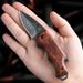 Solid Wood Handle Functional Folding Convenient Wilderness Carry Sharp Keychain Portable Pocket Mini Fruit Knife_desvips.com