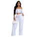 Women's clothing new style suit temperament one shoulder ruffled short top wide leg trousers suit_desvips.com