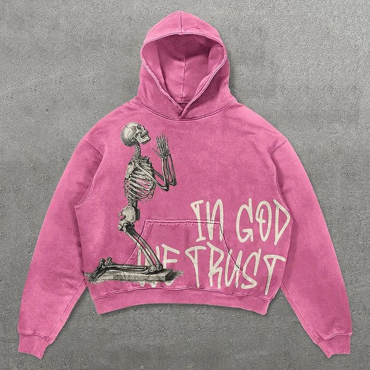 2025In DON Skull Prayer Print Pullover Hoodie Winter High Street Fleece Sweatshirt Hot Sale_desvips.com