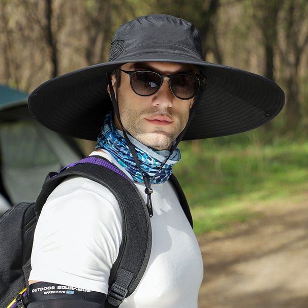 Men's Wide Brim Sun Hat - UPF 50+ Breathable Fishing & Hiking Cap For Outdoor Activities (Lightweight, Quick-Dry & Adjustable Chin Strap)_desvips.com