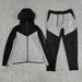 Hooded zippered sweater for men's spring and autumn new sportswear, casual coat, small footguard pants two-piece set_desvips.com