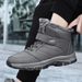 Witer Wome's High-top Warm Cotto With Fleece Waterproof Middle-aged Elderly Walkig Shoes Dad's Outdoor Sow Boots_desvips.com