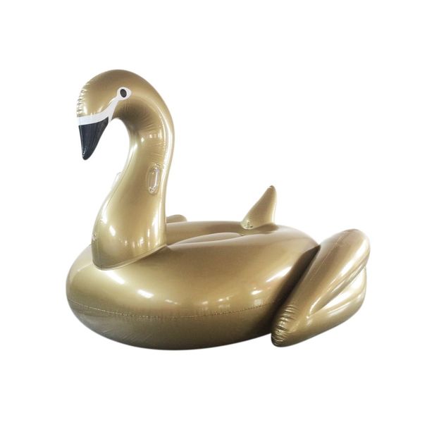 Inflatable Swan Pool Float - Elegant Gold & White Ride-On Swan Lounger For Adults_desvips.com