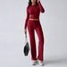 Yoga Sets Sports Yoga Long Sleeved T Shirt Solid Color Trouser Casual Suit Women's Clothing Autumn And Winter_desvips.com