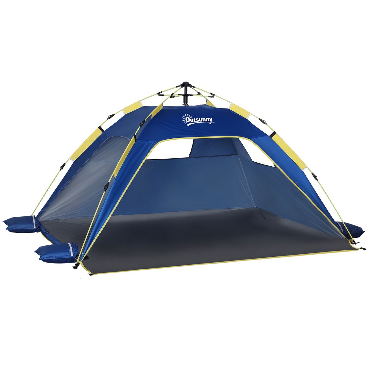 Carpa De Playa Pop-up Para 1-2 Personas Con 2 Accesos Y 2 Ventanas Y Bolsa De Transporte 220x173x120 Cm Azul Oscuro_desvips.com