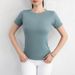 Women's Summer Gym Sports Top Round Neck Short Sleeve Quick-Dry Running T-Shirt Elastic Tight Yoga Shirt_desvips.com