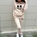 Autumn High Wait Sweathirt Fleece Korean Style Red Set Short Solid Color Urban Caual Long Sleeve Cotton Wide Leg_desvips.com