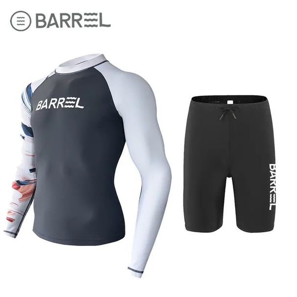 New Men's Sun Protection Swimwear Two-Piece Surfing Diving Suit Quick-Dry Rash Guard Sleeve Long Pants Swimsuit_desvips.com
