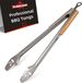 XUDAKAIXIN 25-Inch Very Long Stainless Steel BBQ Tongs With Extended Luxurious Acacia Handle – Durable Easy-to-Clean_desvips.com