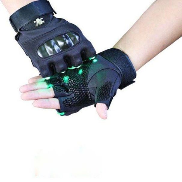 Half-Finger Cycling Breathable Outdoor Sports Lighting Night Fishing Performance Props Luminous Split-Finger Gloves_desvips.com
