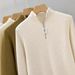 Women's Fleece-Lined Half-Zip Thick Knit Sweater - Soft Semi-Turtleneck Pullover For Winter & Fall (White, Black, Beige, Khaki, One Size)_desvips.com