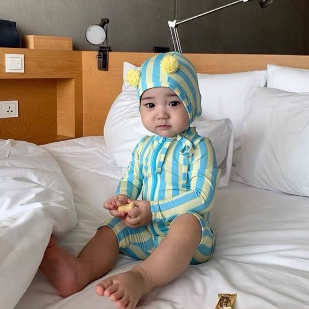 Children's Swimwear Boys And Girls, Summer 2026 New Model, Cute One-Piece Baby Sun-Protective Quick-Dry Long-Sleeve_desvips.com