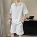 Men's Clothing Ice silk sports suit men summer light luxury men's clothing brand loose short sleeved Polo shirt half zipper_desvips.com
