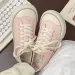 Quality Women Thick Outsole Canvas Wide Toe Female Flat Sneakers Lace Up Students Solid Casual Shoes Tennis Summer 35-40_desvips.com