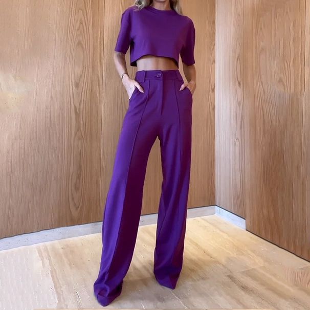 french lace hollow out women's outfit blouse and pants set with elegant embroidery detachable buttonup top and highwaisted trousers_desvips.com