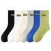 6 Pairs Spring Autumn Sports All Antibacterial And Odorous Youth Cotton Large Size Letter Men's Middle Socks_desvips.com