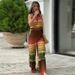 Women's Clothing Summer New Fashion Round Neck Sleeveless Waist Contrast Color Wide Leg Jumpsuit_desvips.com