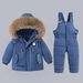 Warm Winter Snowsuit For Toddlers - Insulated Waterproof Ski Outfit With Hood, Two-Piece Set For Girls (80-120cm, Black/Red/Blue/Pink/Beige)_desvips.com