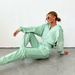 Women's Clothing Solid Color Cardigan Hooded Pants Women's Leisure Fashion Long Sleeve Sweater Set_desvips.com