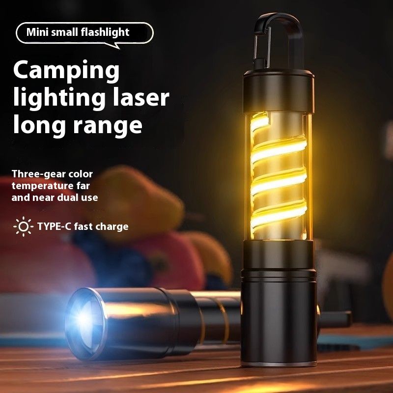 High Brightness Small Flashlight Multi-Function Portable Rechargeable Battery Life Long Range Camping Warm Light_desvips.com