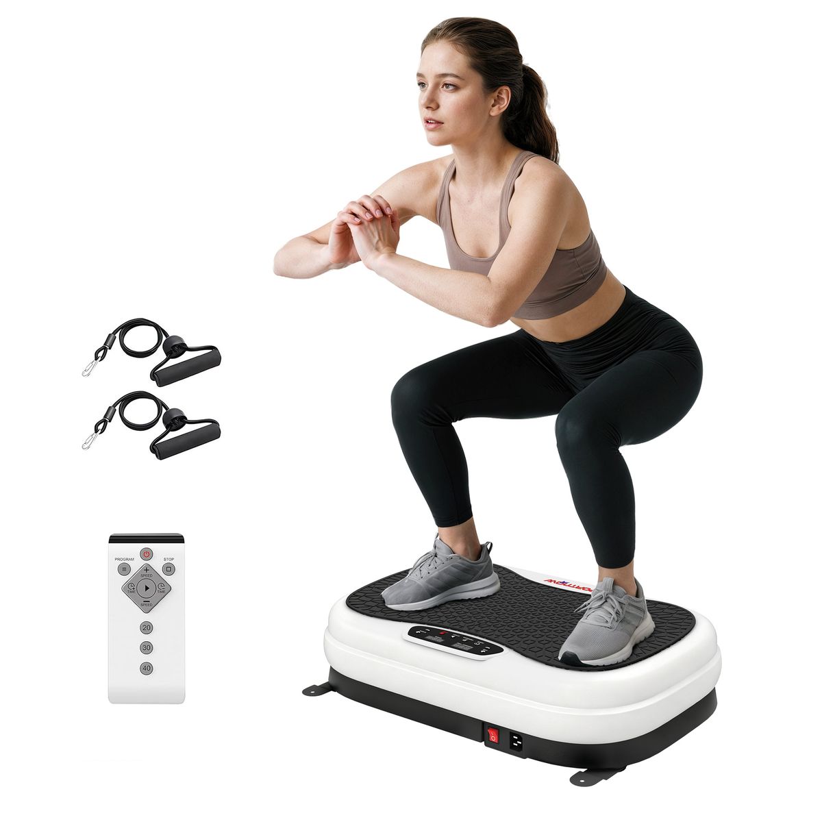 Plataforma Vibratoria Con 50 Velocidades 3 Programas Pantalla LED Mando A Distancia Bandas Elásticas Ejercicio En_desvips.com