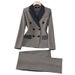 Women's Clothing houndstooth small suit jacket Women's Mid-length slim temperament suit jacket professional suit_desvips.com