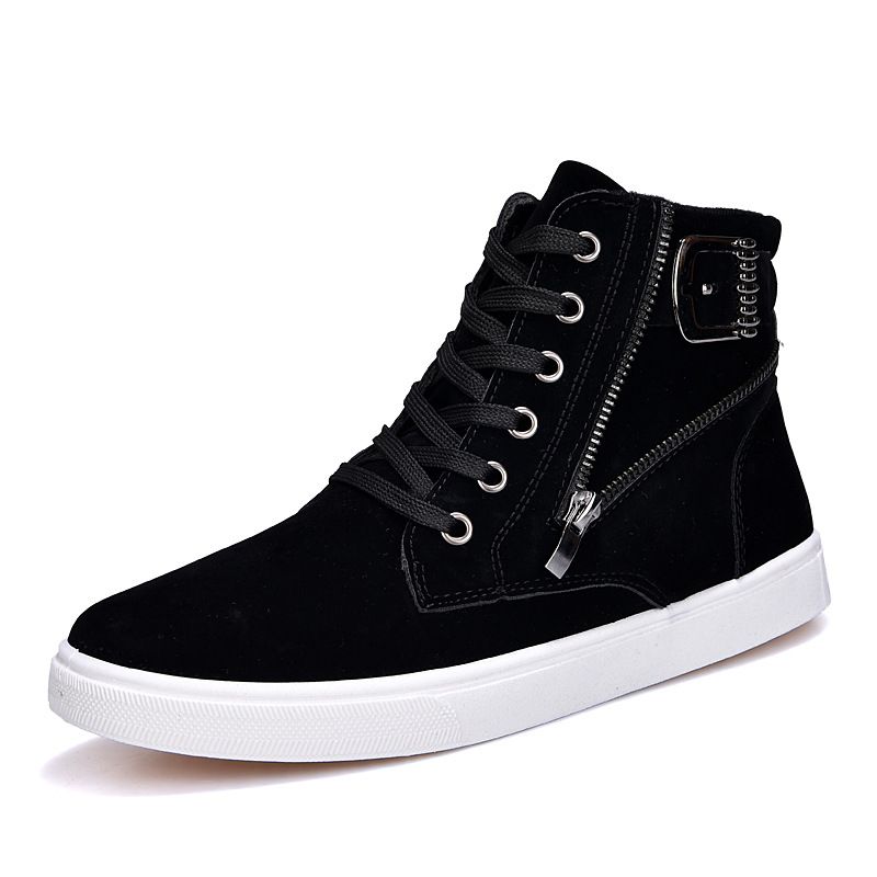 2025 Spring New Martin Boots Belt Buckle Trendy Board Korean High Top British Style Casual Men's Shoes_desvips.com