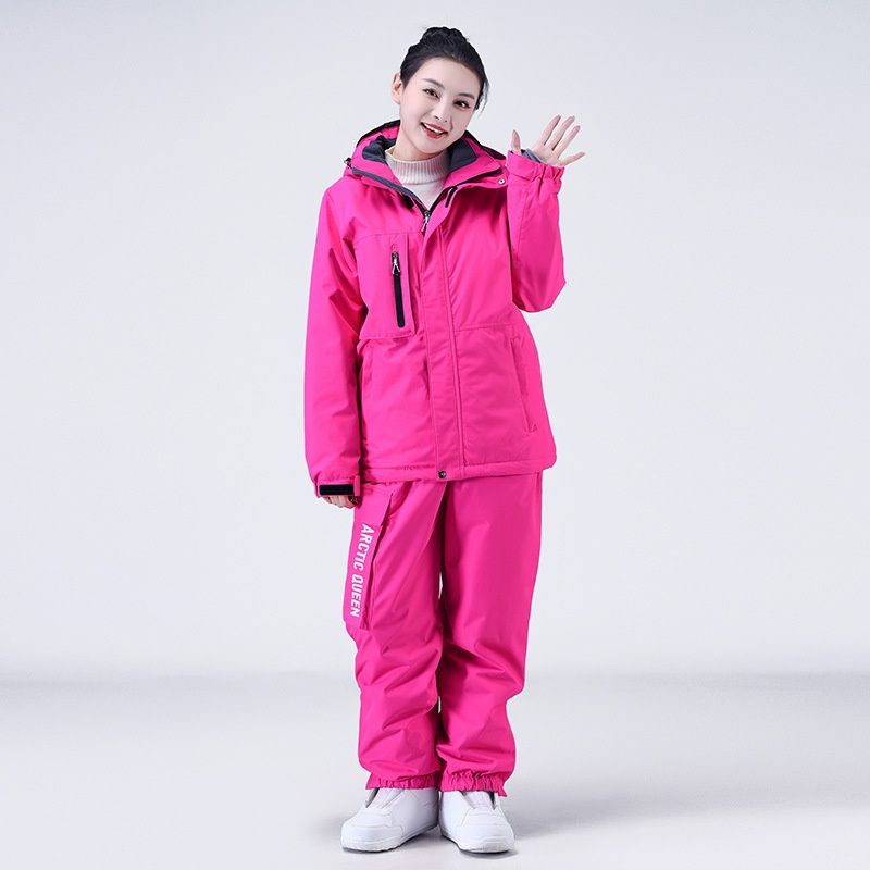 001 Women's Ski Suit Loose Fit Oversized Winter Waterproof Warm Snowboard Jacket And Pants Set_desvips.com
