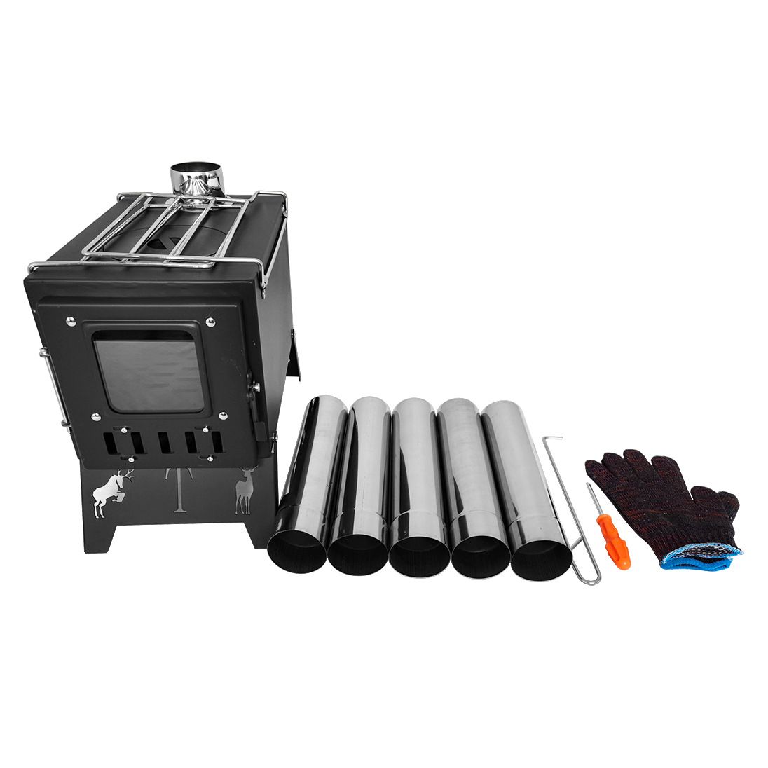 Outdoor Integrated Stainless Steel Desktop Camping Tent Heating Firewood Household Barbecue Stove_desvips.com