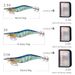 WEIHE10pcs/bag Luminous Wood Shrimp Combo Hard Fishing Lure Set 3 Sizes Squid Hook Fishing Lure Kit_desvips.com