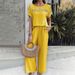 women's clothing spring and summer casual fashion solid color short-sleeved trousers suit_desvips.com